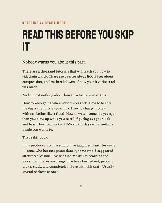 The briefing page: Read this before you skip it