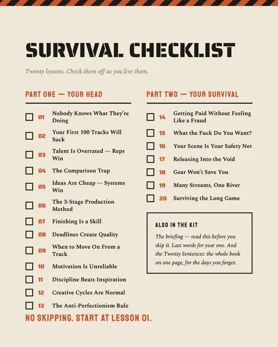 The Survival Checklist: all twenty lessons in two parts