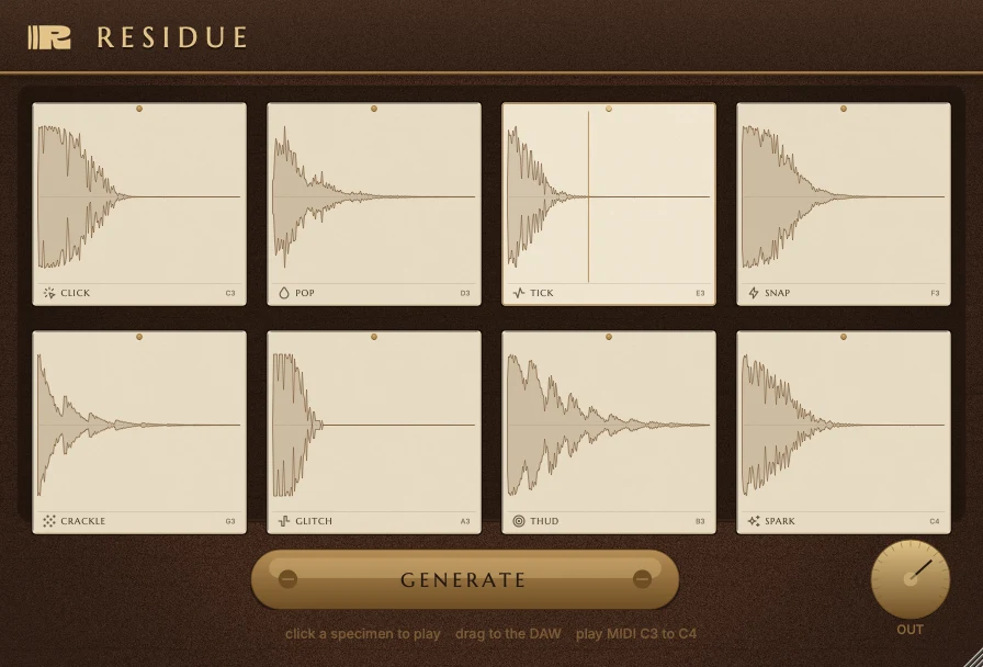Residue free texture instrument interface