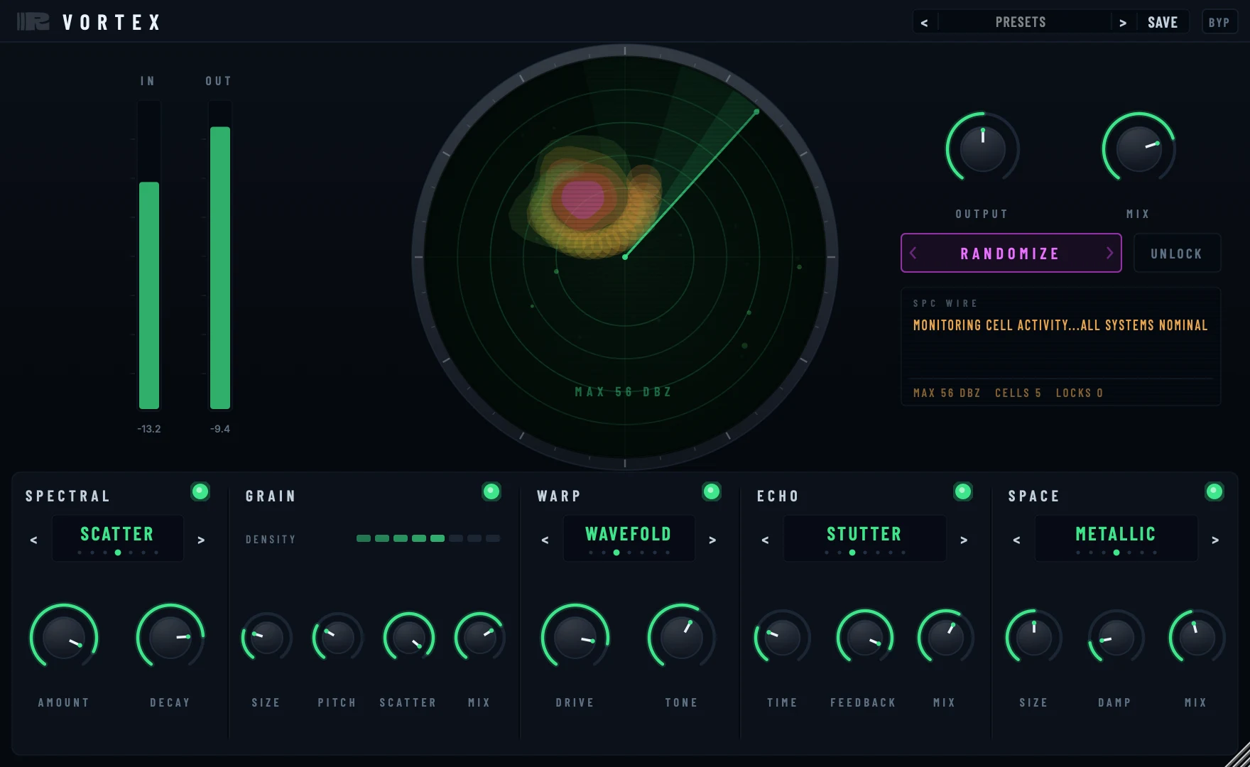 Vortex textural multi-effects plugin interface